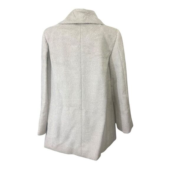 Cole Haan Luxury Suri Alpaca & Wool Blend‎ Gray Pea Coat Sz 14 Hidden Button NEW - Picture 6 of 13